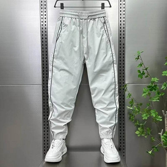 Korean Style Ice Silk Joggers for Men - Casual Ankle-Length Harem Pants - Buy Center US