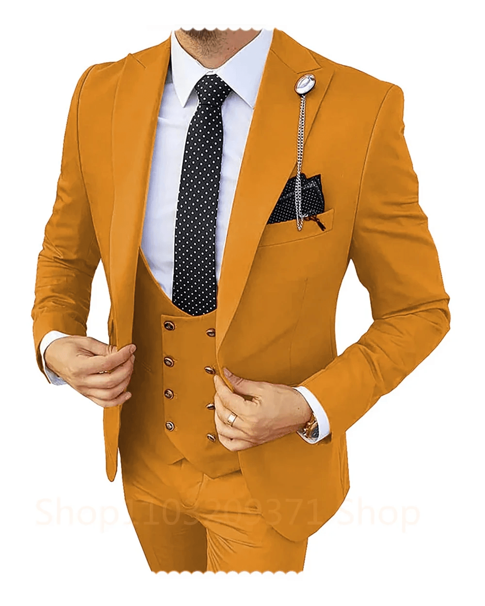 Khaki Men's Slim Fit 3-Piece Suit - Wedding Blazer, Vest & Pants - Buy Center US