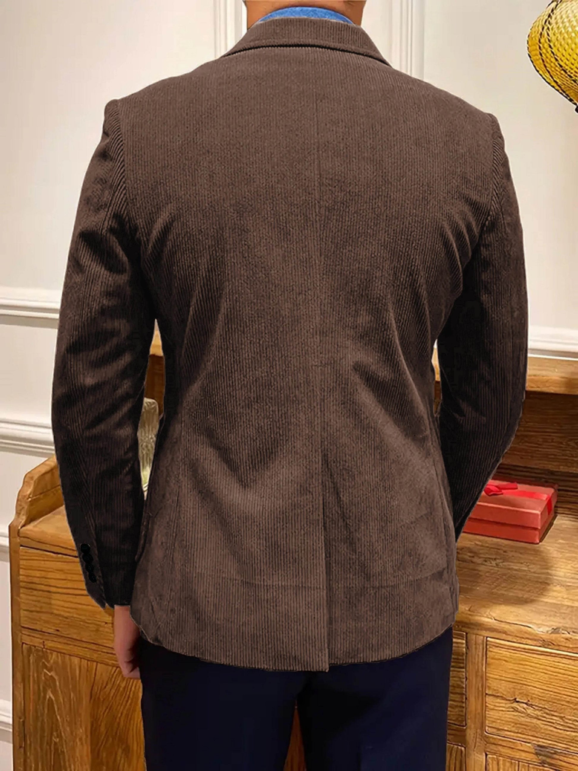 Stylish Men's Casual Solid Color Corduroy Suit Jacket - Perfect for Business - Buy Center US