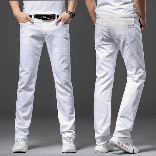 Spring & Summer Soft Stretch Denim Jeans - Men's Casual Slim Fit Trousers - Buy Center US