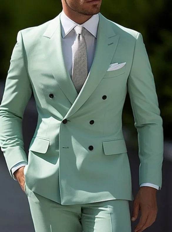 High Quality Brown Men's Suits - Double Breasted Slim Fit Blazer & Pants - Buy Center US