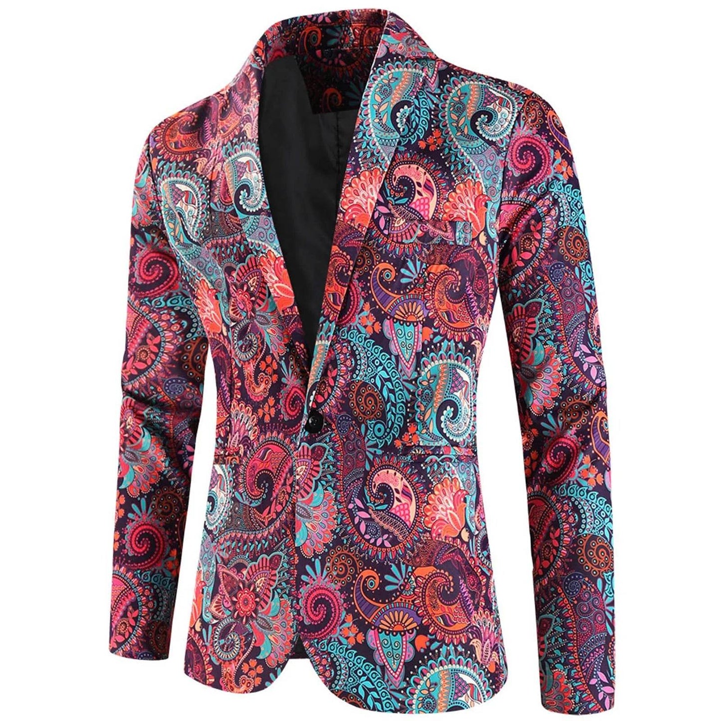 Casual Men's Blazer Jacket - Printed Long Sleeve Lapel Fashionwear - Buy Center US