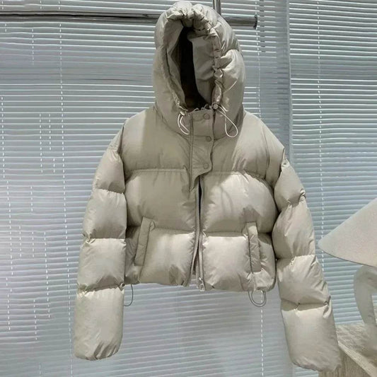 Women's Casual Oversized White Duck Down Jacket - Warm & Stylish - Buy Center US