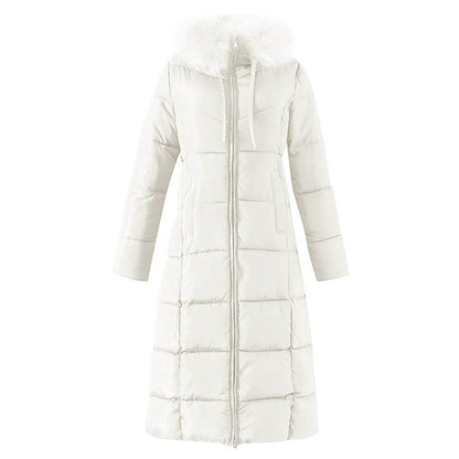 Women's Long Cotton Padded Coat - Slimming Winter Jacket with Pockets - Buy Center US
