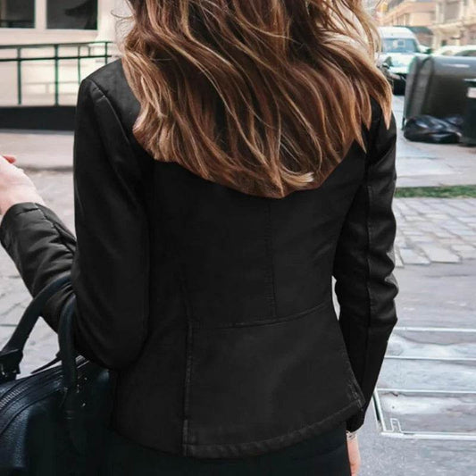 Allukasa Women's Slim Fit Faux Leather Biker Jacket - Classic Style - Buy Center US