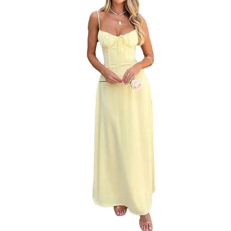 Elegant A-Line Slip Dress for Women - Lace-Up Design, Summer Style - Buy Center US