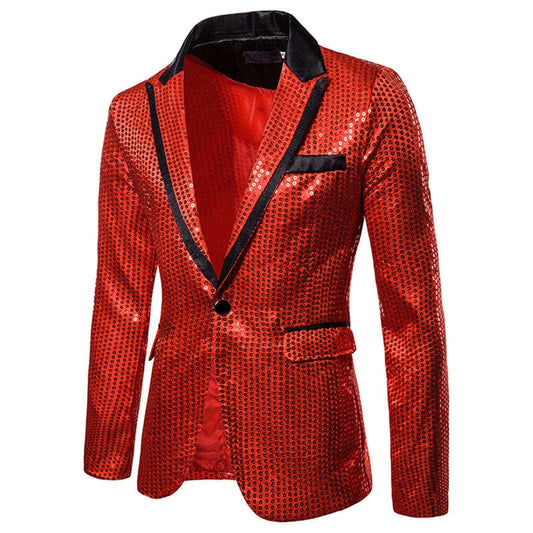 Shiny Shawl Collar Sequins Blazer Jacket for Men – Perfect for Night Clubs - Buy Center US
