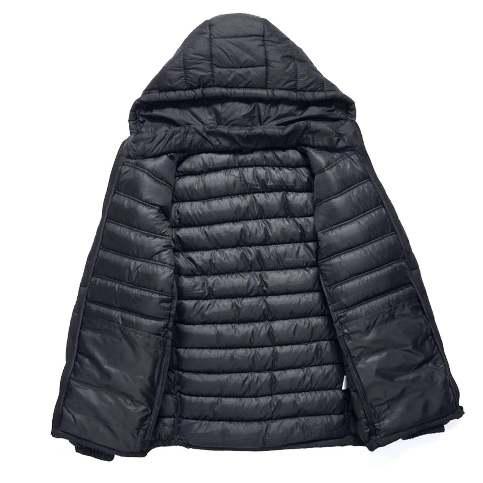 Men's Thick Cotton Padded Jacket with Hood - Detachable Zipper for Winter - Buy Center US