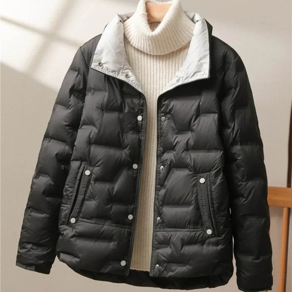 Women’s Casual Light Puffer Parka - Thick White Duck Down Coat - Buy Center US