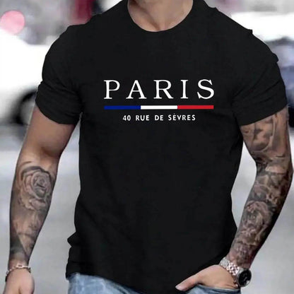 Paris Graphic T-Shirts for Men - Breathable Short Sleeve Casual Tees - Buy Center US