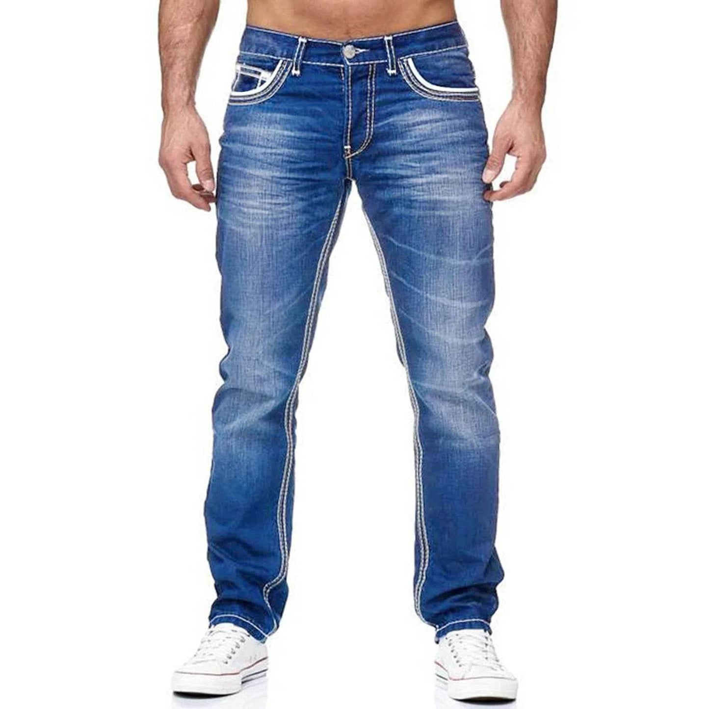 Wulend Vintage Men’s Distressed Denim Jeans - Punk Style Loose Fit - Buy Center US
