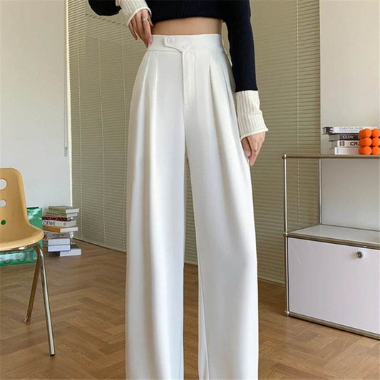 2024 Women's High Waist Wide Leg Trousers - Elegant Minimalist Pants - Buy Center US