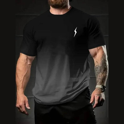 Gradient Men's Oversized T-Shirt - Lightning Print Casual Summer Top - Buy Center US