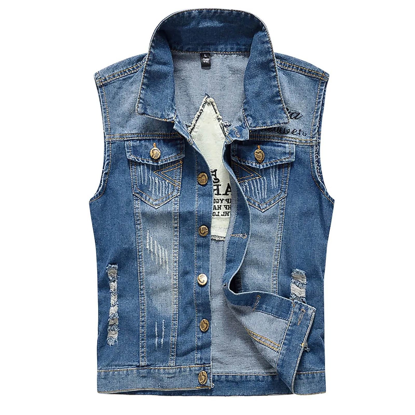 Men's Slim Fit Denim Vest - Casual Sleeveless Spring Waistcoat - Buy Center US