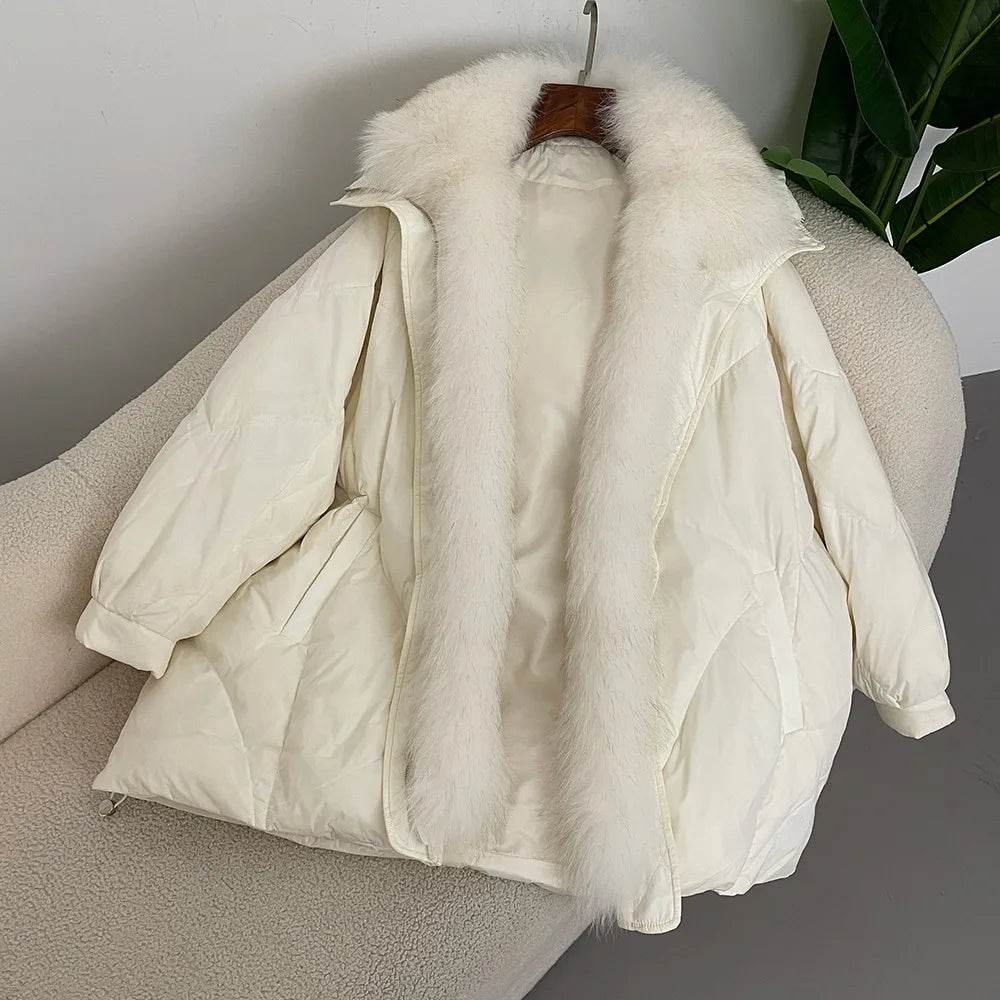 2024 Women's Goose Down Coat - Luxury Warm Fox Collar Jacket - Buy Center US