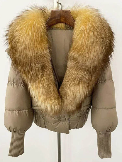 Elegant Casual Women’s Raccoon Fur Collar Coat - Winter Jacket 2024 - Buy Center US