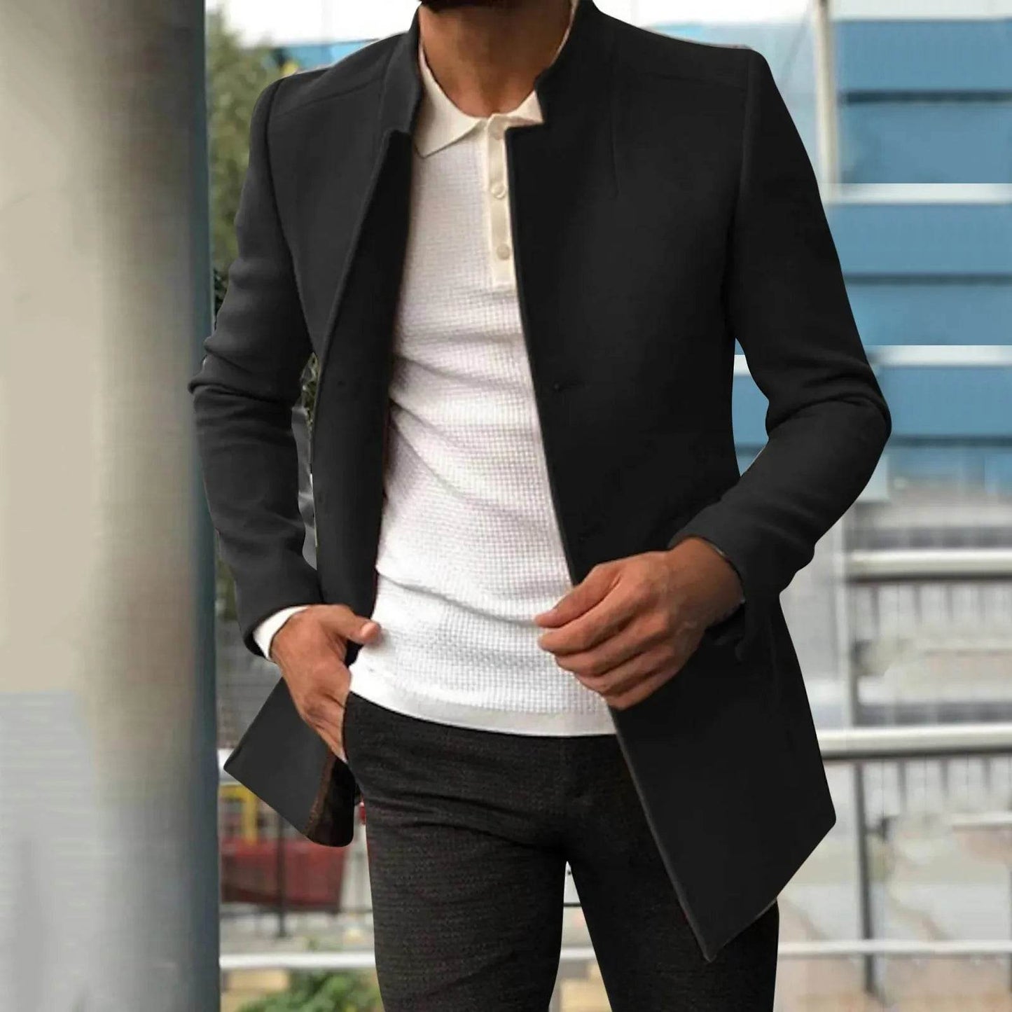 ZOMAXIUJEE Men's Autumn Winter Woolen Jacket - Stylish Mid Length Coat - Buy Center US