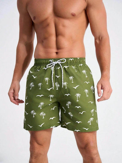 Men's Quick Dry Beach Shorts - Casual Hawaiian Print, Drawstring Style - Buy Center US