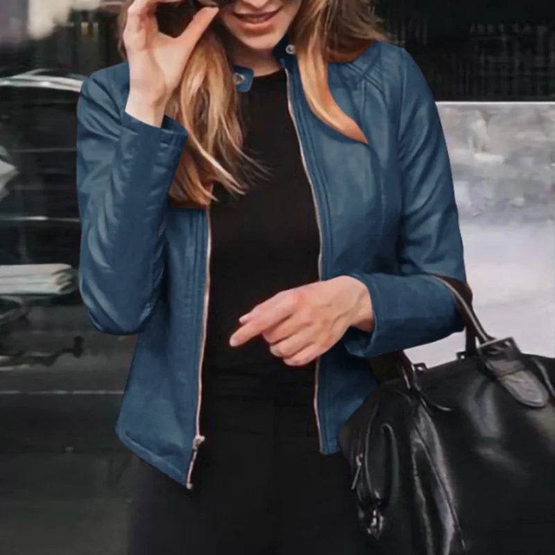 Allukasa Women's Slim Fit Faux Leather Biker Jacket - Classic Style - Buy Center US