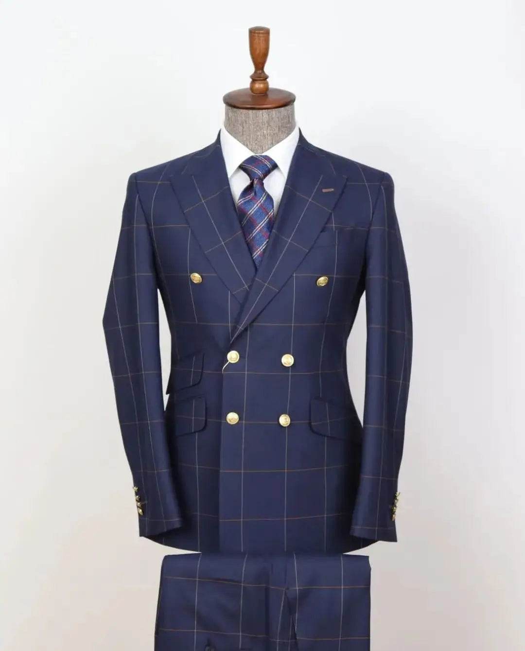 NCDIMS Tailor-Made Men’s Suit - 2 Piece Blazer & Pant with Gold Buttons - Buy Center US