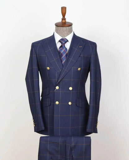 NCDIMS Tailor-Made Men’s Suit - 2 Piece Blazer & Pant with Gold Buttons - Buy Center US