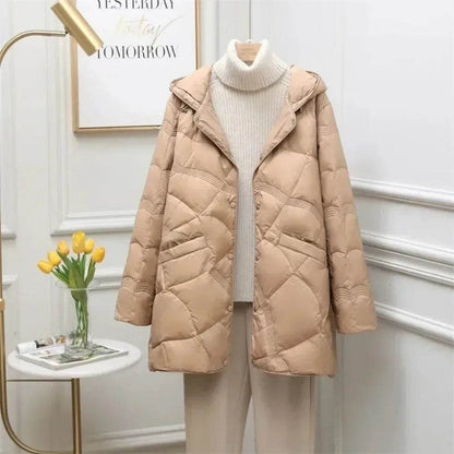 Women's Oversize Puffer Jacket - Casual Mid-length Duck Down Coat - Buy Center US