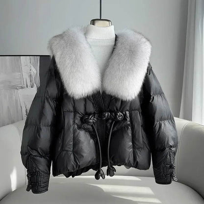 Women's Chinese Style Down Jacket - Fox Fur Collar, Winter Warmth - Buy Center US