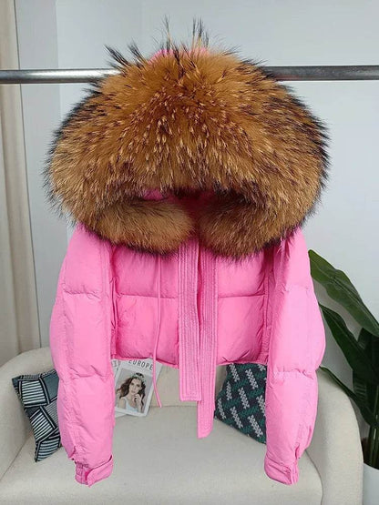 Stylish Women's Winter Jacket - Detachable Fox Fur Hooded Outerwear - Buy Center US