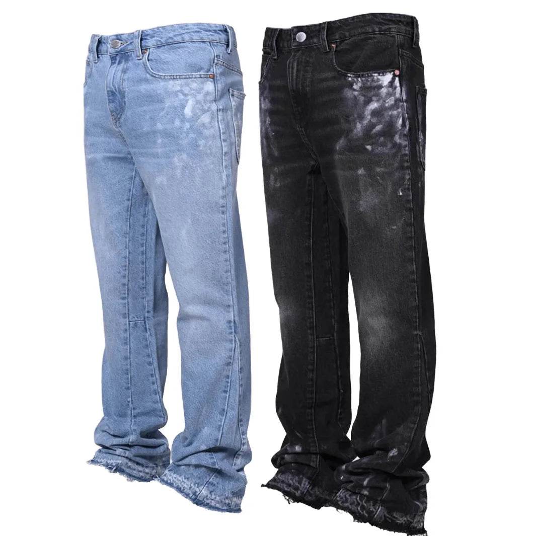 Wulend Men's Vintage Straight Jeans - Mid Waist Distressed Denim Pants - Buy Center US