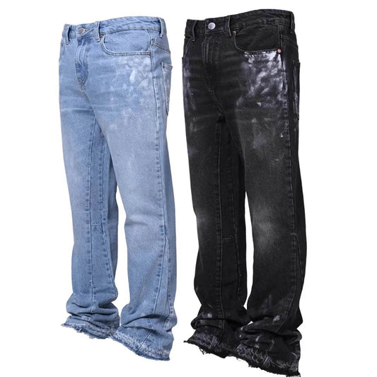 Wulend Men's Vintage Straight Jeans - Mid Waist Distressed Denim Pants - Buy Center US