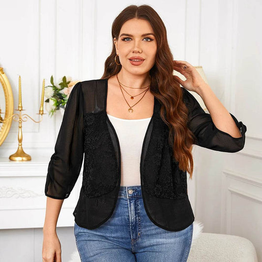 LAPA Plus Size Women's Short-Sleeved Cardigan - Casual Solid Top - Buy Center US