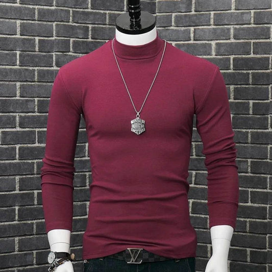 Men's Casual Turtleneck T-Shirt - Autumn Winter Slim Fit Long Sleeve - Buy Center US