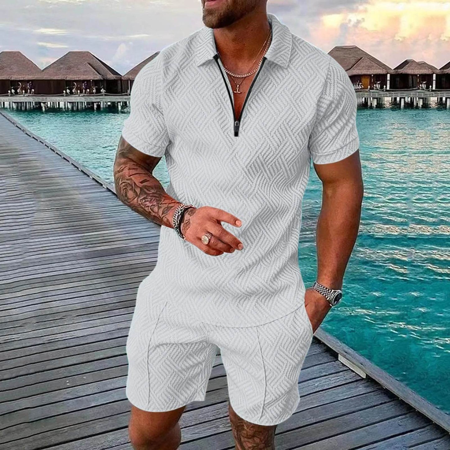 Boilen Heng Xin Men's Casual Striped Polo Shirt - Summer Slim-Fit Trendy - Buy Center US