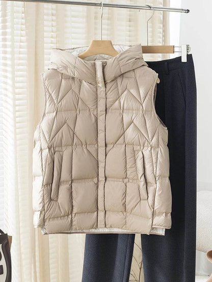 Women's Hooded Ultra Light Down Vest - Stylish Sleeveless Puffer Coat - Buy Center US