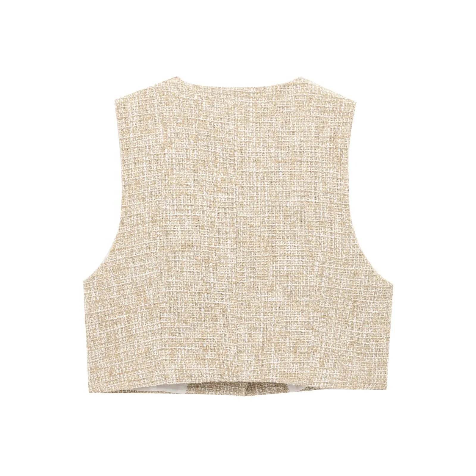 ZBZA Women's Textured Check Vest & Shorts Set - Chic Summer Look - Buy Center US