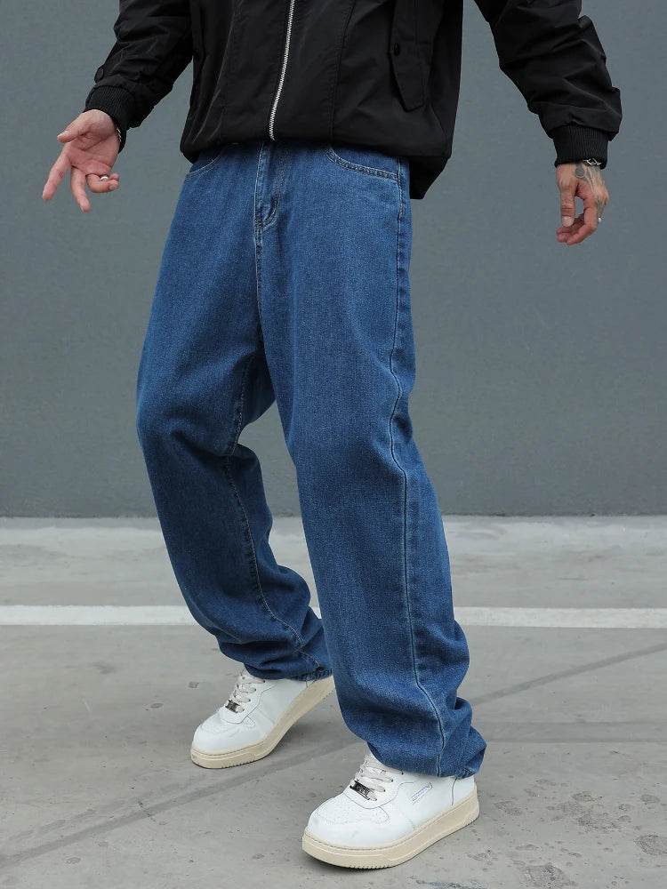 Men's Cotton Baggy Y2K Jeans - Loose Fit, Mid-Weight Casual Trousers - Buy Center US