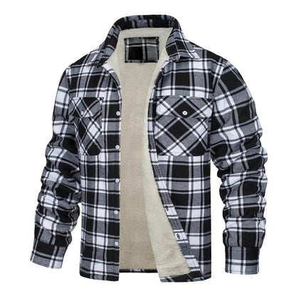 Men’s Casual Plaid Winter Jacket - Soft Plush Long Sleeve Outerwear - Buy Center US