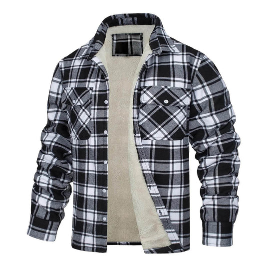 Men’s Casual Plaid Winter Jacket - Soft Plush Long Sleeve Outerwear - Buy Center US