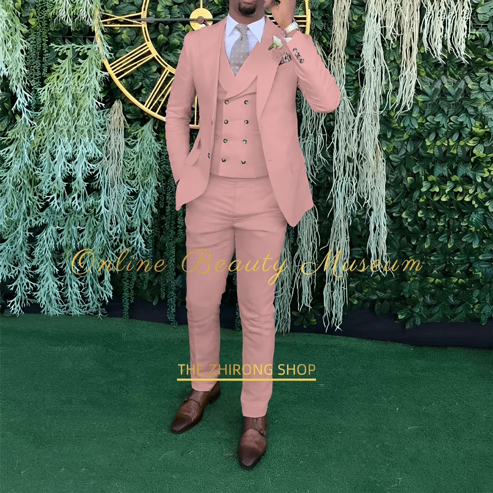 Men's 3-Piece Wedding Suit - Elegant Single-Breasted Jacket & Trousers - Buy Center US