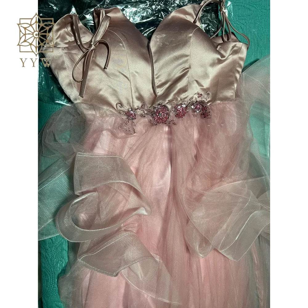 Elegant Pink Long Evening Dress - Sleeveless Princess Ball Gown - Buy Center US