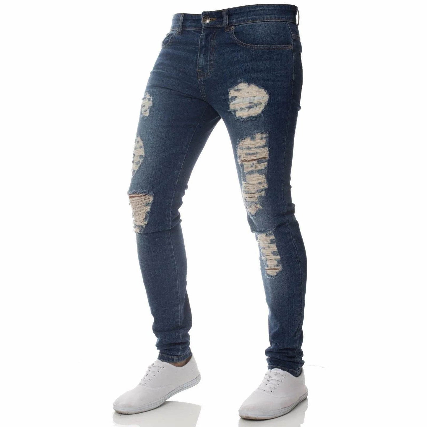 Men's Stretch Skinny Jeans - Grey Blue Black Hip Hop Denim Trousers - Buy Center US