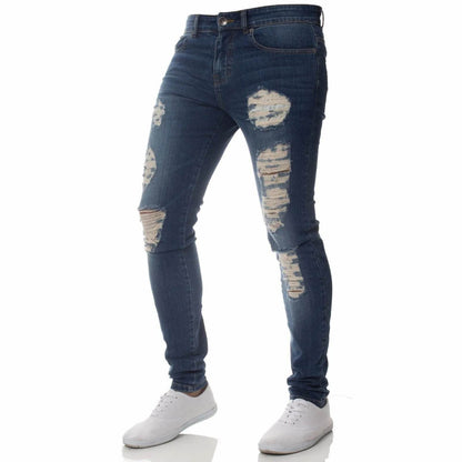 Men's Stretch Skinny Jeans - Grey Blue Black Hip Hop Denim Trousers - Buy Center US