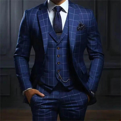 SILIWEYA Elegant Men's Slim Fit 3-Piece Suit - High Quality & Formal Wear - Buy Center US
