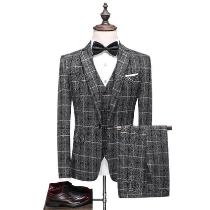 Elegant Men's Plaid Suit - Blazer, Vest, Pants for Casual & Business - Buy Center US