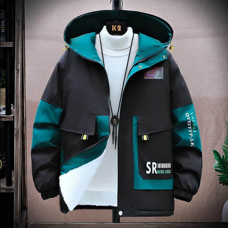 Trendy Hooded Jacket - Windproof Plush Insulation for Men’s Casual Style - Buy Center US