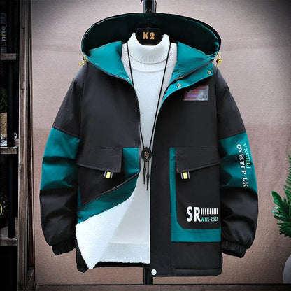 Trendy Hooded Jacket - Windproof Plush Insulation for Men’s Casual Style - Buy Center US