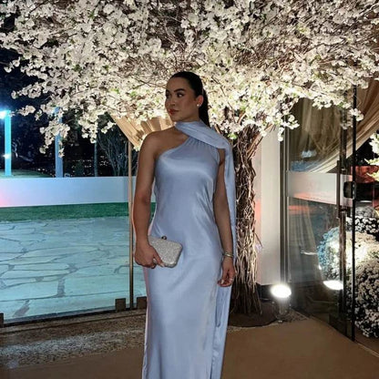 HTTEM Elegant Off Shoulder Halter Dress - Summer Slim Maxi Style - Buy Center US