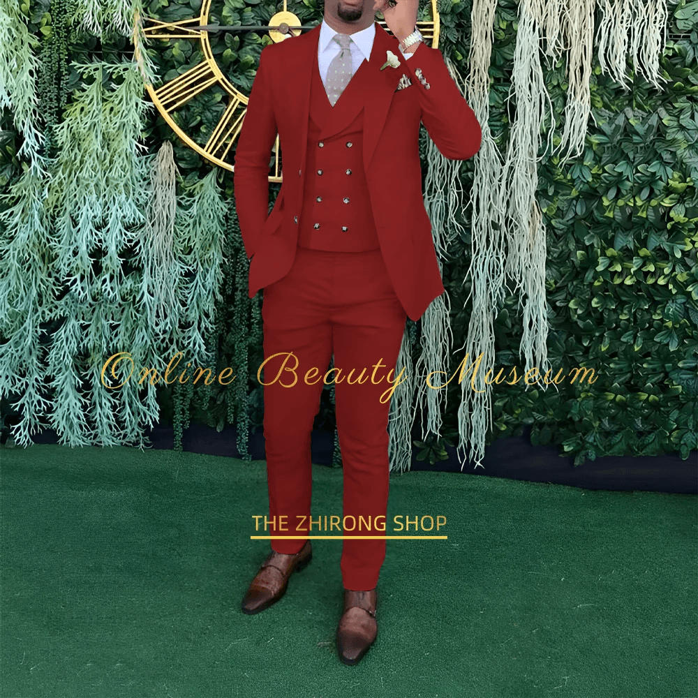 Men's 3-Piece Wedding Suit - Elegant Single-Breasted Jacket & Trousers - Buy Center US