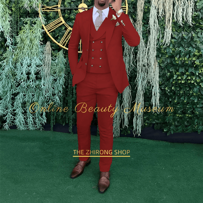Men's 3-Piece Wedding Suit - Elegant Single-Breasted Jacket & Trousers - Buy Center US