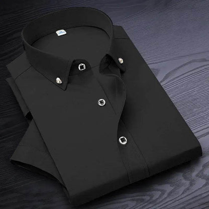 GOZBKF Men's Short Sleeve Dress Shirt - Solid Colors for Smart Casual Wear - Buy Center US